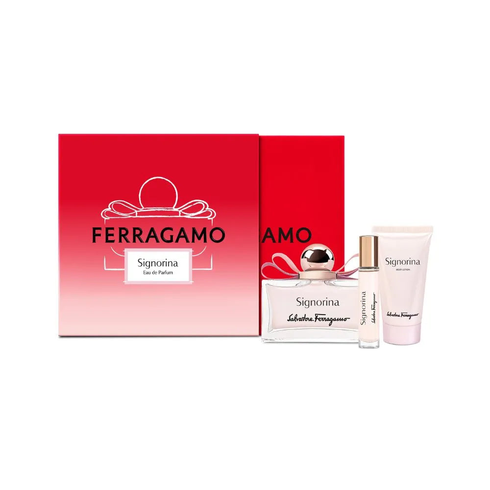 ESTUCHE SALVATORE FERRAGAMO SIGNORINA X3 PIEZAS 100ML EDP ORIGINAL
