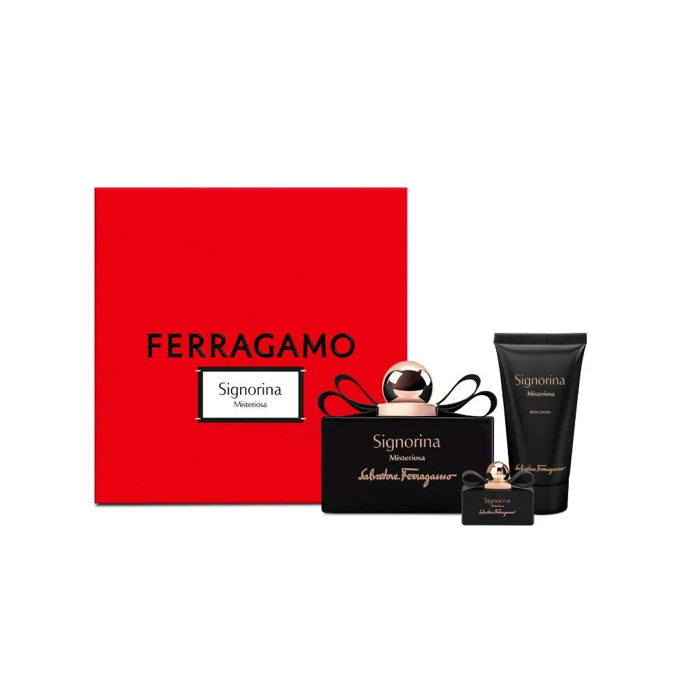 ESTUCHE SALVATORE FERRAGAMO SIGNORINA MISTERIOSA X3 PIEZAS 100ML EDP ORIGINAL