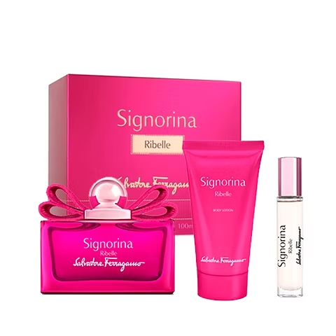 ESTUCHE SALVATORE FERRAGAMO SIGNORINA RIBELLE X3 PIEZAS 100ML EDP ORIGINAL