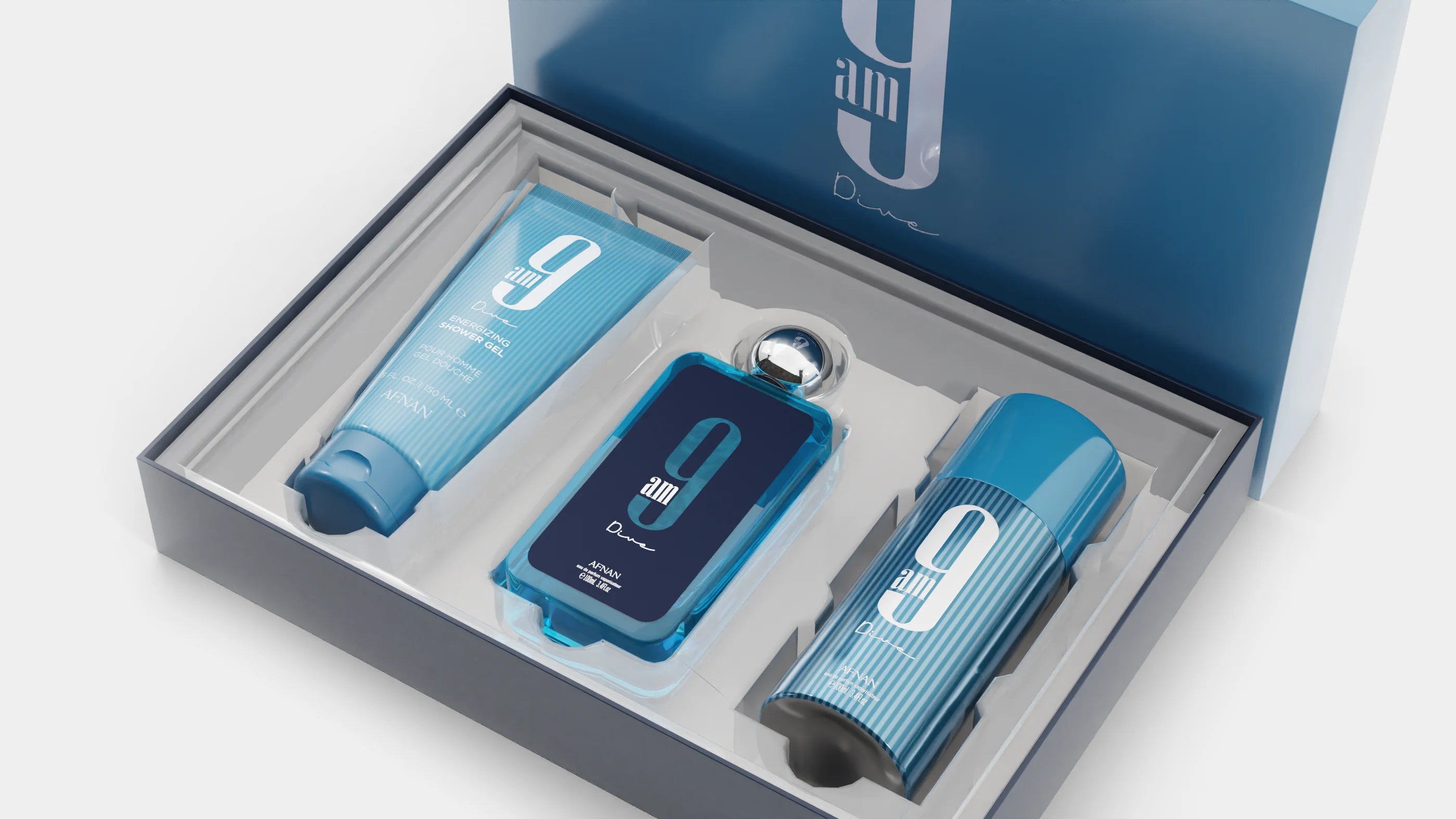 ESTUCHE AFNAN 9AM DIVE 100ML EDP X3 PIEZAS ORIGINAL