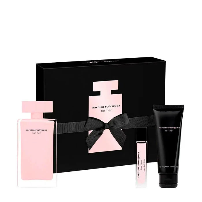 ESTUCHE NARCISO RODRIGUEZ FOR HER  100ML EDP X3 PIEZAS ORIGINAL