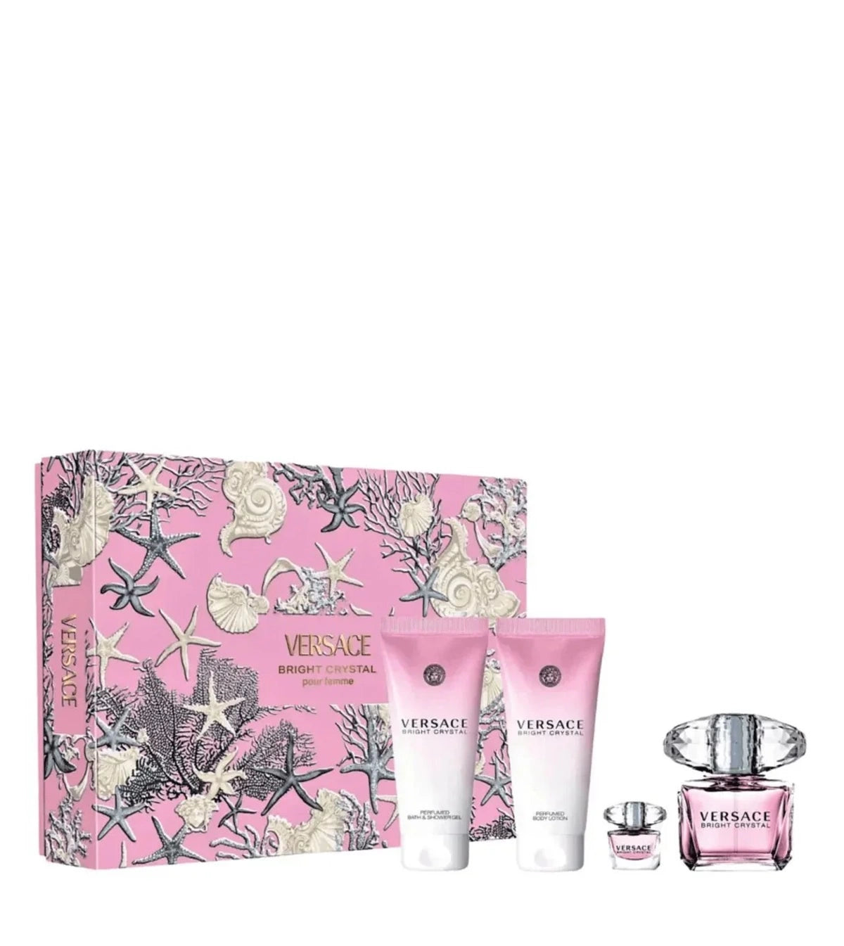 ESTUCHE VERSACE BRIGHT CRYSTAL POUR FEMME 90ML EDT X4 PIEZAS ORIGINAL